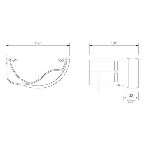 Floplast RD4 Round to Cast Iron Ogee L/H Black