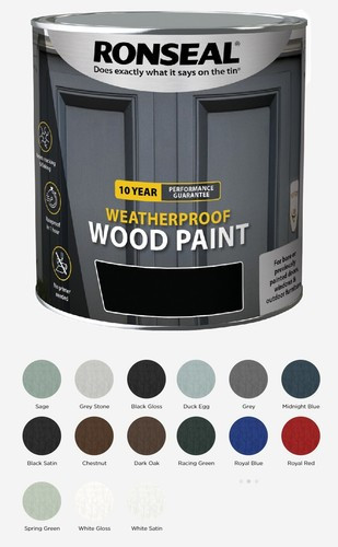 Ronseal 10 Year Weatherproof Wood Paint Black Gloss