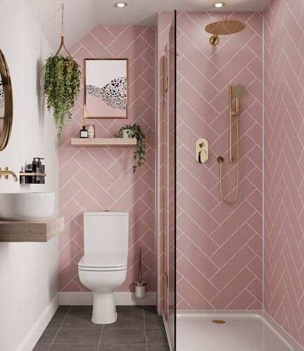 Multipanel Herringbone Tile Collection Antique Rose