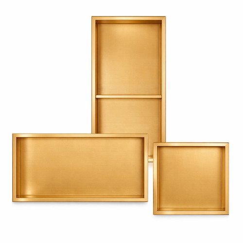 Thermopanel Stainless Steel Shower Niche with Optional LED - Satin Gold (80mm Depth)