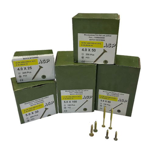 Box 100 Yellow Screws 6 x 100 12 x 4