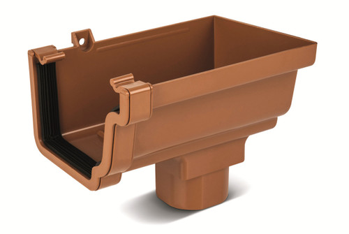 Eurocell Gutter Universal System Plus Stop End Running Outlet Right Hand Clay Brown