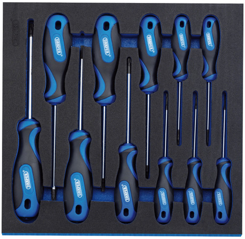 Draper - TX-STAR Security Soft Grip Screwdriver Set in 1/2 Drawer EVA Insert Tray 11 Piece