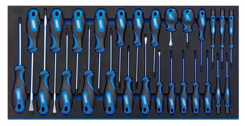 Draper - Soft Grip Screwdriver Set in Full Drawer EVA Insert Tray 27 Piece Draper - Soft Grip Screwdriver Set in Full Drawer EVA Insert Tray 27 Piece
