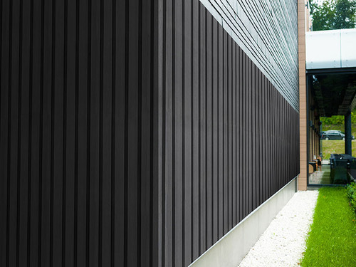 Cladco Charcoal Slatted Cladding in Situ