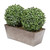 Artificial Topiary Aglaia Boxwood 35cm Window Box Tin Planter Double Ball Rustic