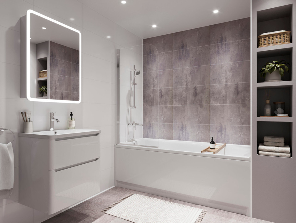 Showerwall - The Tile Collection Cement with Snow White