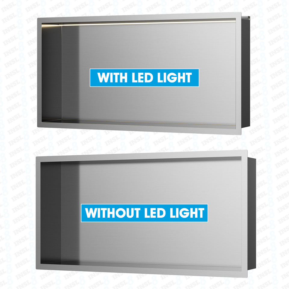 Brushed Steel Shower Niche with LED