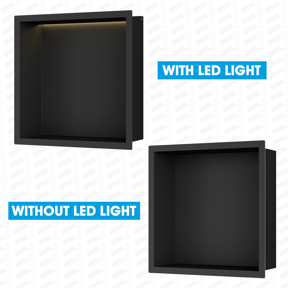 SQUARE MATT BLACK SHOWER NICHE