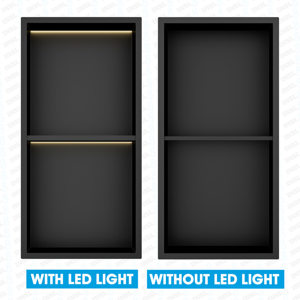 MATT BLACK SHOWER NICHE WITH SHELVES