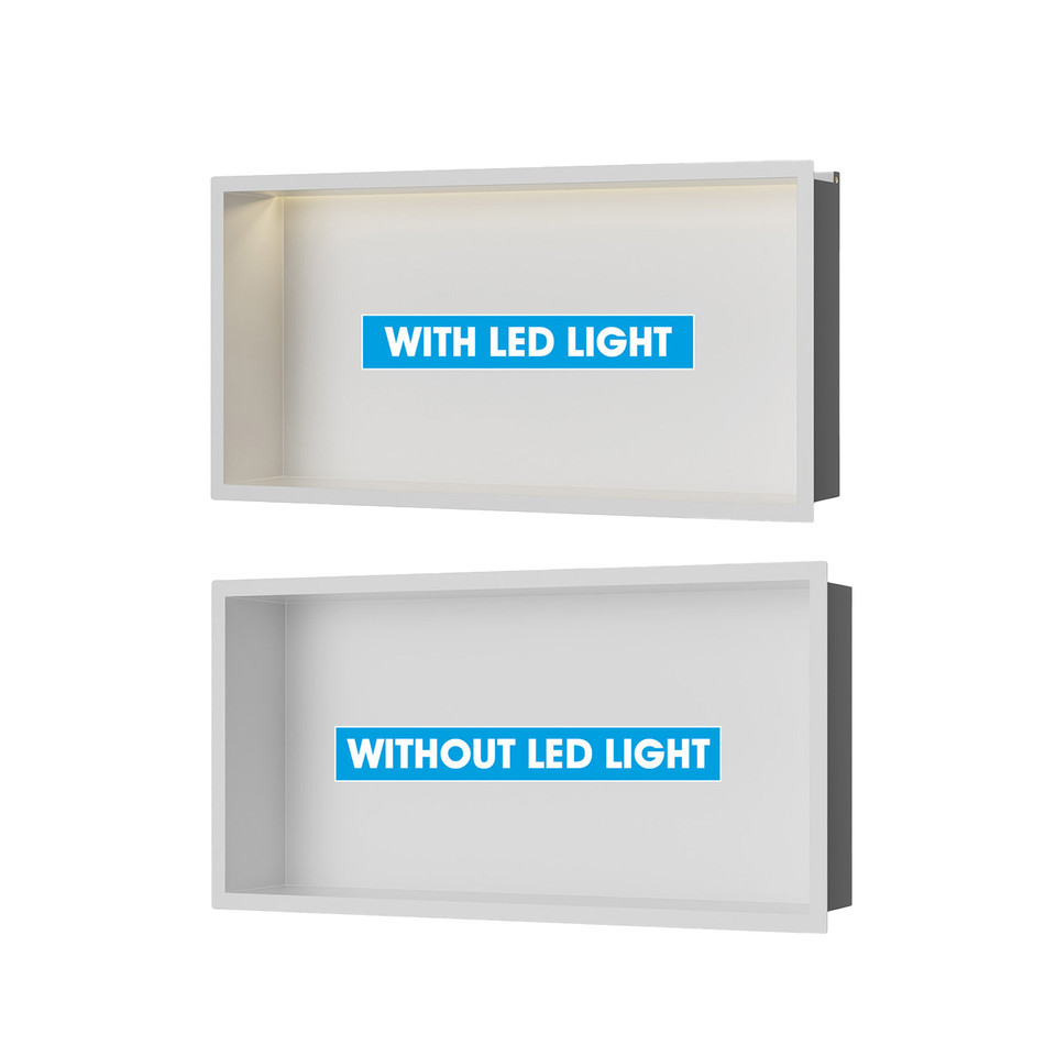 Stainless Steel Matt White LED Shower Niche Tray