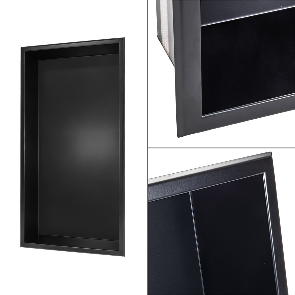 Matte Black Shower Niche Edges