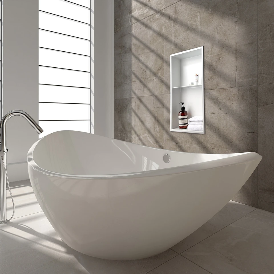 Modern bathroom with white shower niche