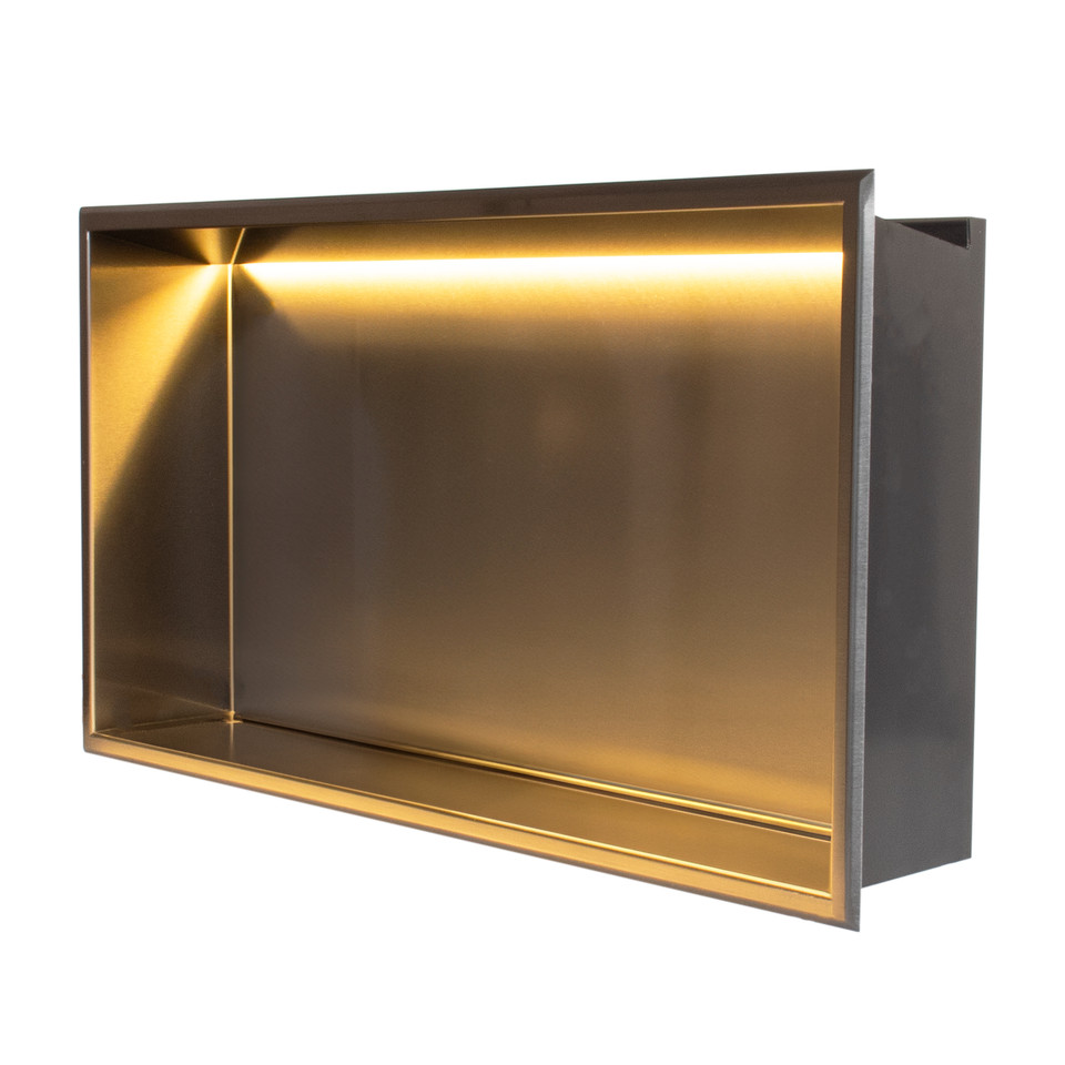 Thermopanel Noir Black Shower niche 300 x 600 with LED
