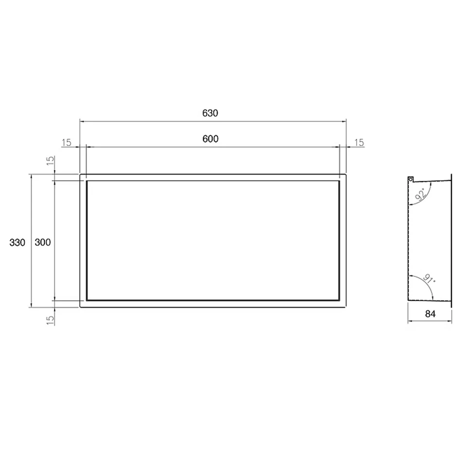 Thermopanel Gunmetal LED Shower Niche | Stainless Steel Recessed Wall Niche - 600 x 300 x90mm