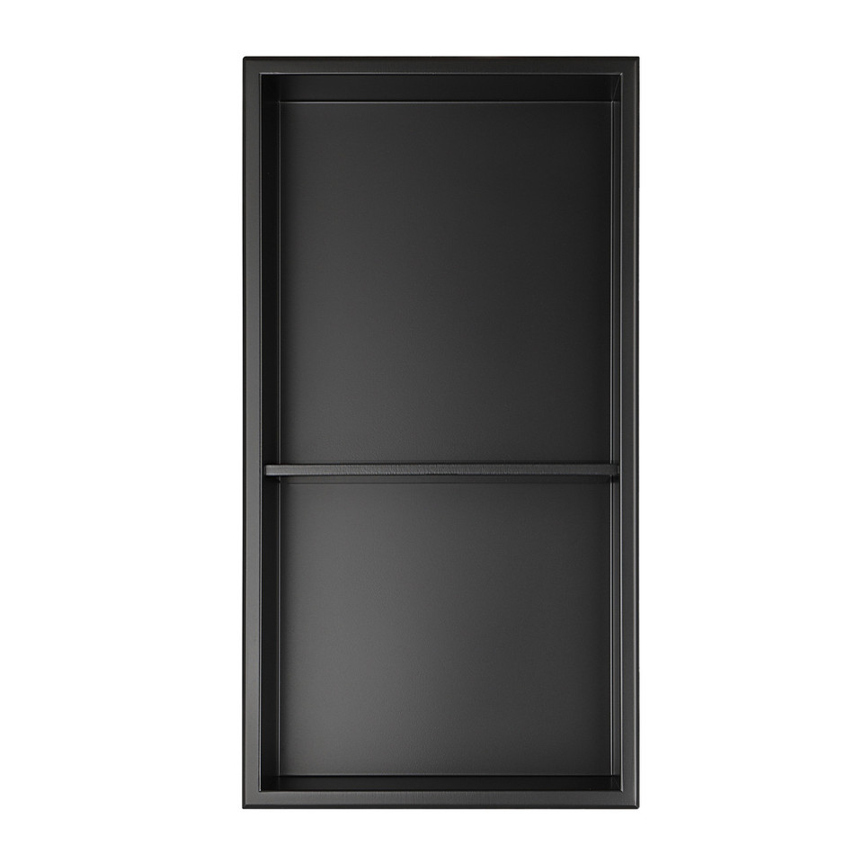 Thermopanel Stainless Steel Shower Niche with Optional LED - Matte Black (80mm Depth) 