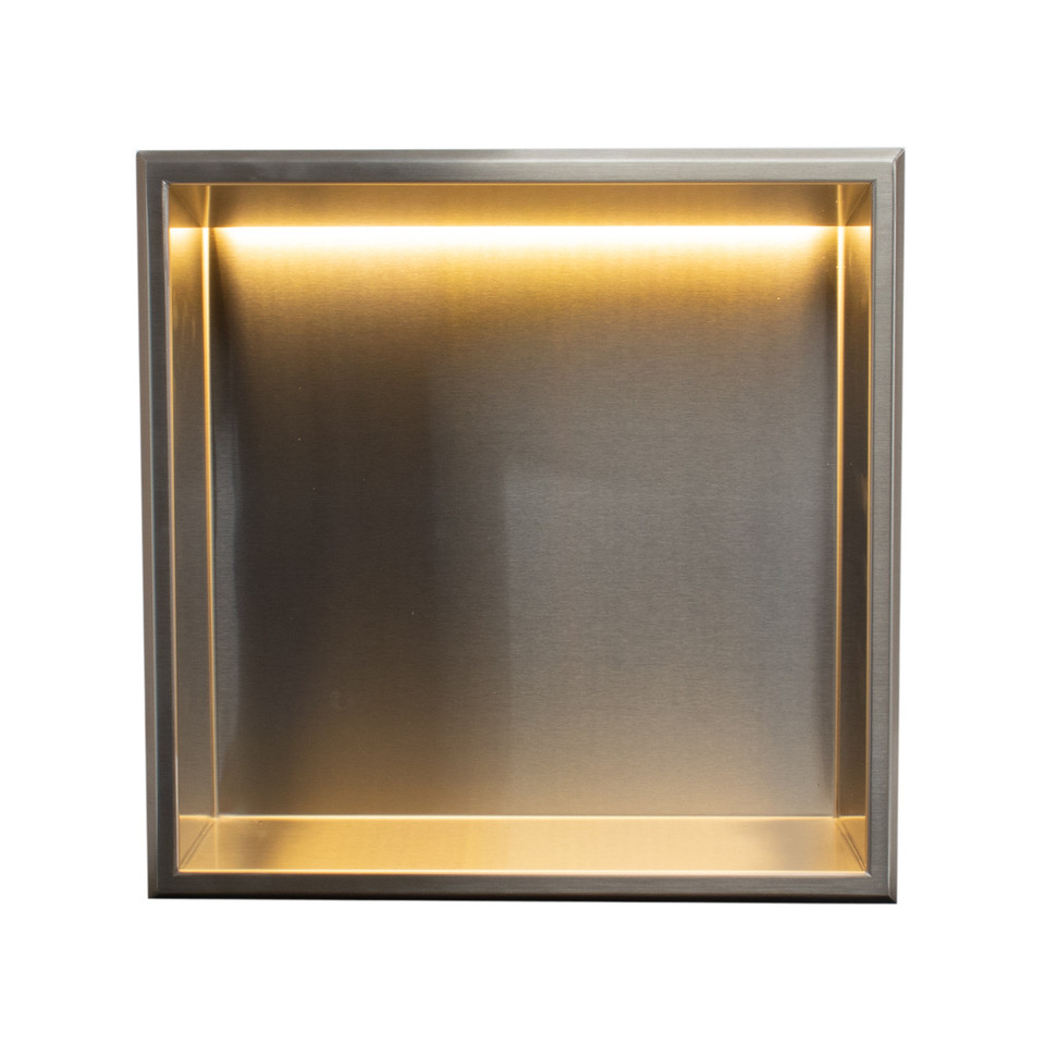 Thermopanel Stainless Steel Shower Niche with Optional LED - Stainless Steel (80mm Depth) 