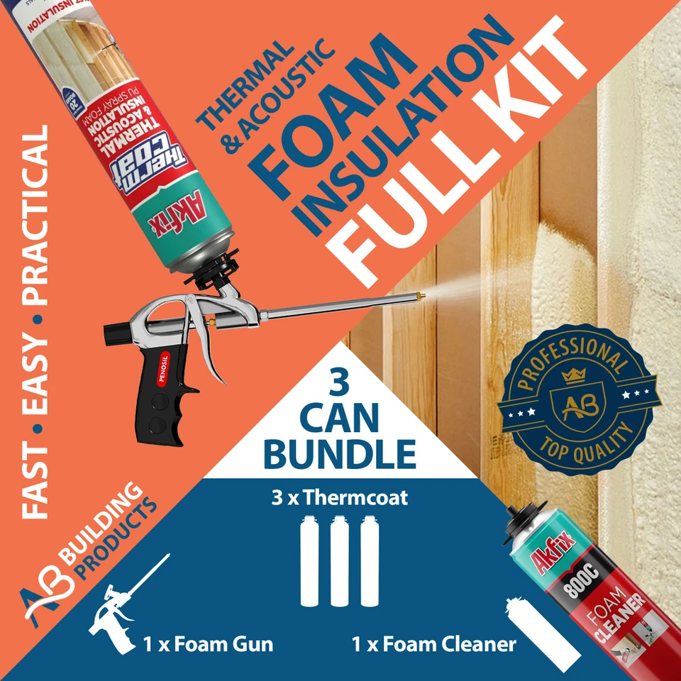 Thermcoat  3 can bundle kit - Thermal & Acoustic Insulation PU Spray Foam