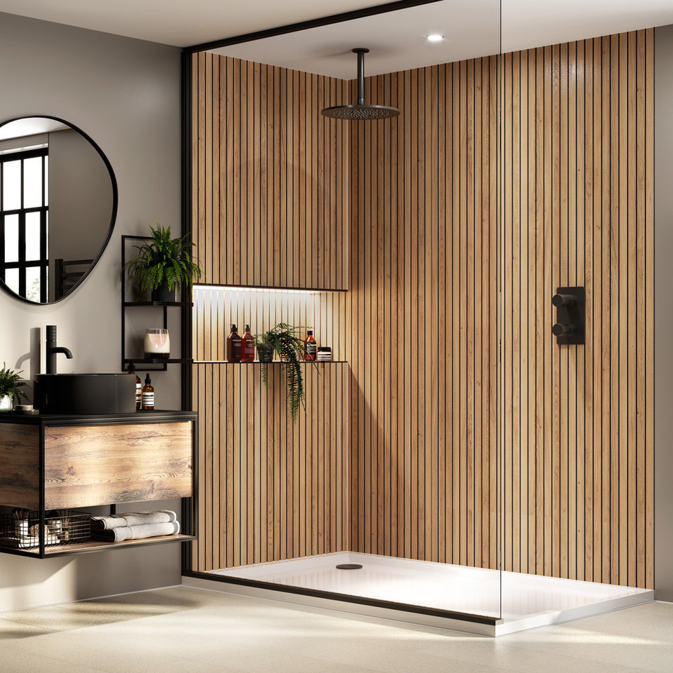 Naturepanel Brown Cuneo Oak Nature Panel Shower Board