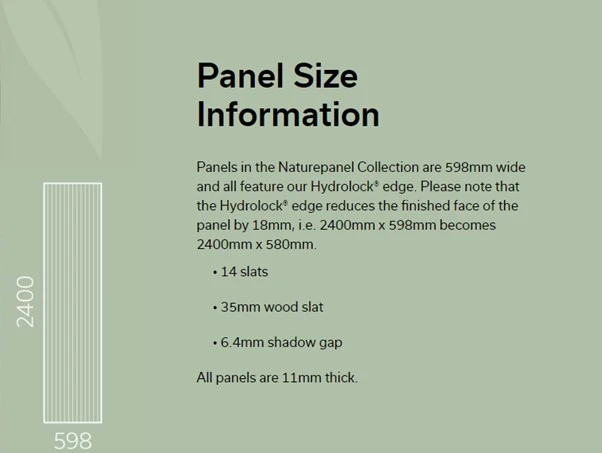 Multipanel Naturepanel Sizes