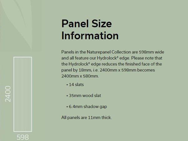 Multipanel Naturepanel Sizes