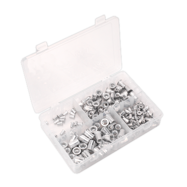 Sealey - Threaded Insert Rivet Nut Assortment 200pc M4-M8 Splined Metric