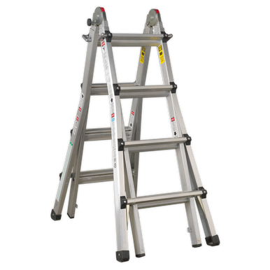 Sealey - Aluminium Telescopic Ladder 4-Way EN 131 Adjustable Height