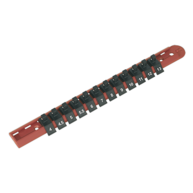 Sealey - Socket Retaining Rail with 12 Clips 1/4inchSq Drive