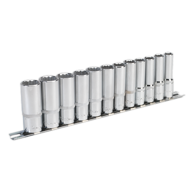 Sealey - Socket Set 12pc 3/8inchSq Drive 12pt Deep WallDrive Metric