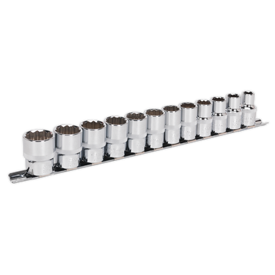 Sealey - Socket Set 12pc 1/2inchSq Drive 12pt WallDrive Metric