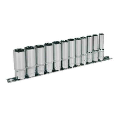 Sealey - Socket Set 12pc 3/8inchSq Drive 6pt Deep WallDrive Metric
