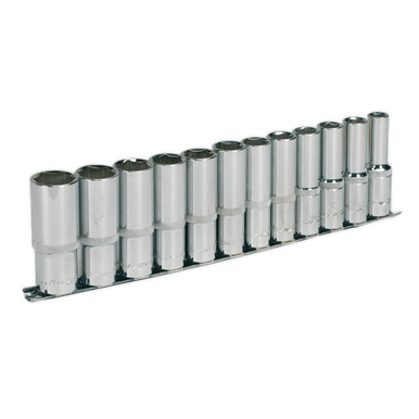 Sealey - Socket Set 12pc 1/2inchSq Drive 6pt Deep WallDrive Metric
