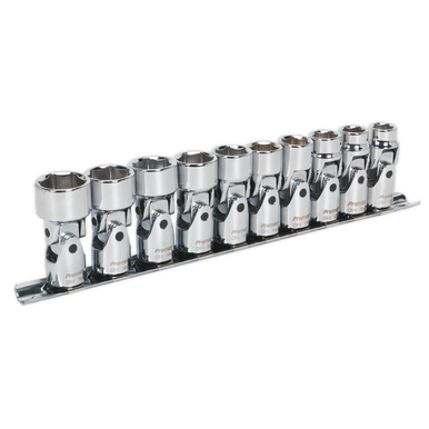 Sealey - Universal Joint Socket Set 10pc 3/8inchSq Drive 6pt WallDrive