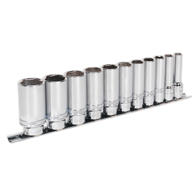 Sealey - Socket Set 11pc 3/8inchSq Drive Deep Lock-On 6pt Imperial