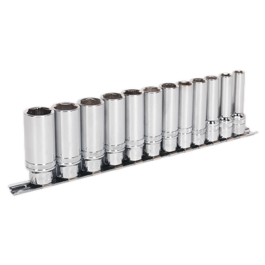Sealey - Socket Set 12pc 3/8inchSq Drive Deep Lock-On 6pt Metric