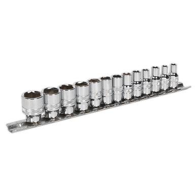 Sealey - Socket Set 13pc 1/4inchSq Drive Lock-On 6pt Metric