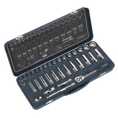 Sealey - Socket Set 34pc 3/8inchSq Drive Lock-On 6pt Metric