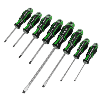 Sealey - Screwdriver Set 8pc GripMAX Hi-Vis Green