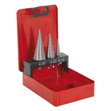 Sealey - HSS M2 Step Drill Bit Set 3pc Double Flute