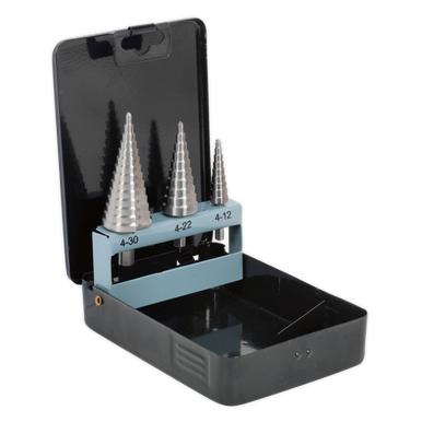 Sealey - HSS 4341 Step Drill Bit Set 3pc Double Flute