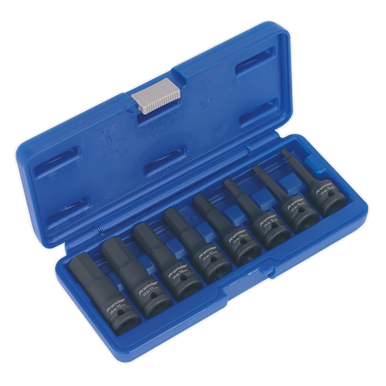Sealey - Impact Hex Socket Bit Set 8pc 1/2inchSq Drive