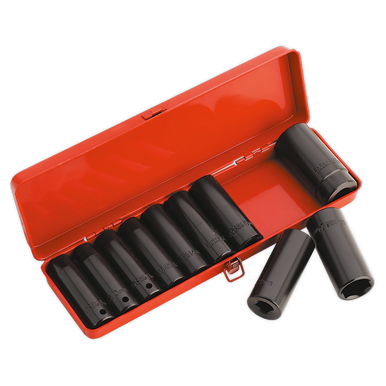 Sealey - Impact Socket Set 10pc 1/2inchSq Drive Deep Metric