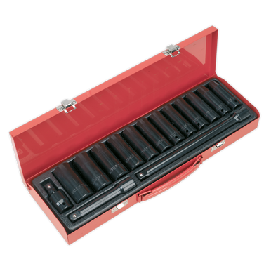 Sealey - Impact Socket Set 15pc 1/2inchSq Drive Deep Metric
