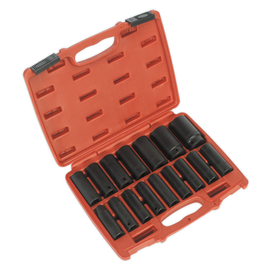 Sealey - Impact Socket Set 16pc 1/2inchSq Drive Deep Metric
