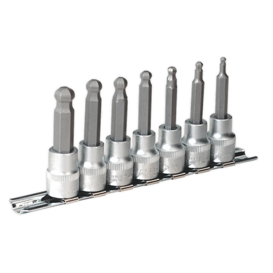 Sealey - Hex Ball-End Socket Bit Set 7pc Metric 3/8inchSq Drive 62mm
