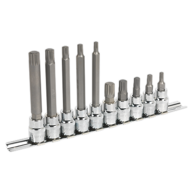 Sealey - Spline Socket Bit Set 10pc 3/8inchSq Drive