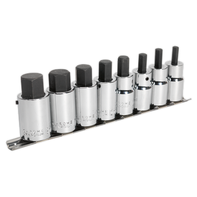 Sealey - Hex Socket Bit Set 8pc 1/2inchSq Drive Metric