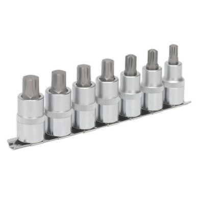 Sealey - Ribe Socket Bit Set 7pc 1/2inchSq Drive 55mm