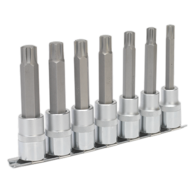 Sealey - Ribe Socket Bit Set 7pc 1/2inchSq Drive 100mm