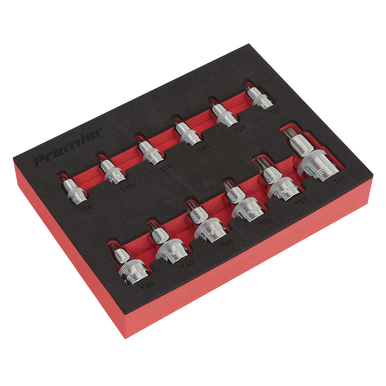 Sealey - TRX-Star Socket Bit Set 12pc Stubby 1/4inch 3/8inch and 1/2inchSq Dri AK6245